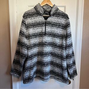 Lands' End Black and Gray Knit 3/4 Zip Sweater
